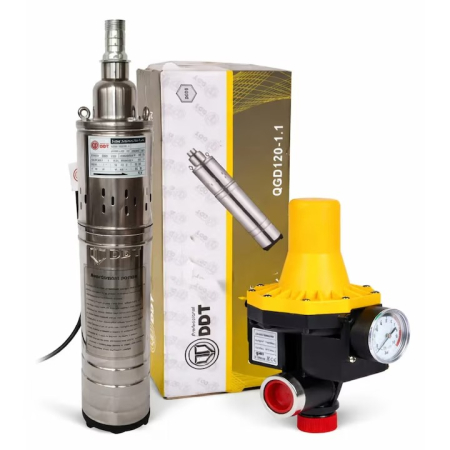 Pompe apă și Hidrofoare - Product	 Pachet promo Pompa submersibila, DDT, QGD120 , 1.1 kW, Inox, 3 m³/h, 120 + Prescontrol LS6