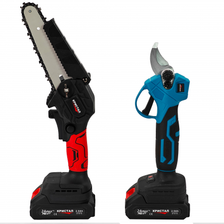 Set foarfeca & Mini drujba cu 2 acumulatori DDT-CRISTAL, incarcator, accesorii incluse, 24 V, 2 Ah [3]