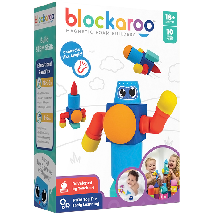 Setul cuburi din spumă cu magnet Blockaroo, Robot 10 piese