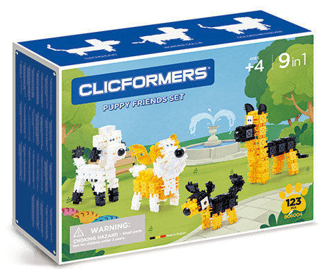 Set de construit Clicformers- Catei prietenosi, 123 piese