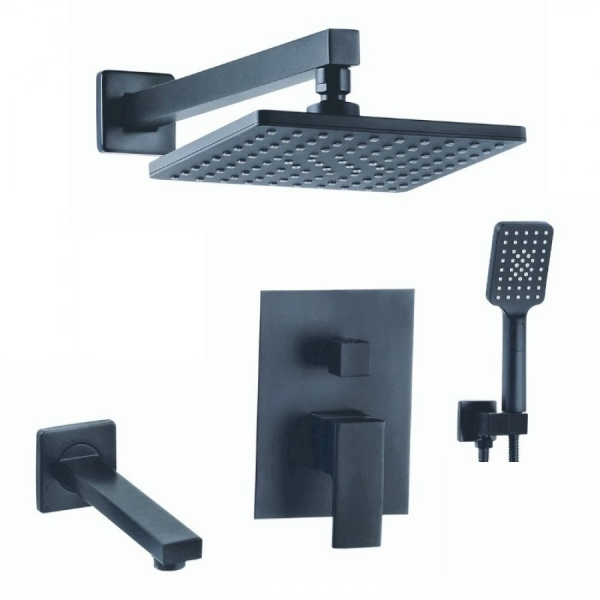 Set dus - Baterie mixer 5 moduri perete - DELOS NERO [3]