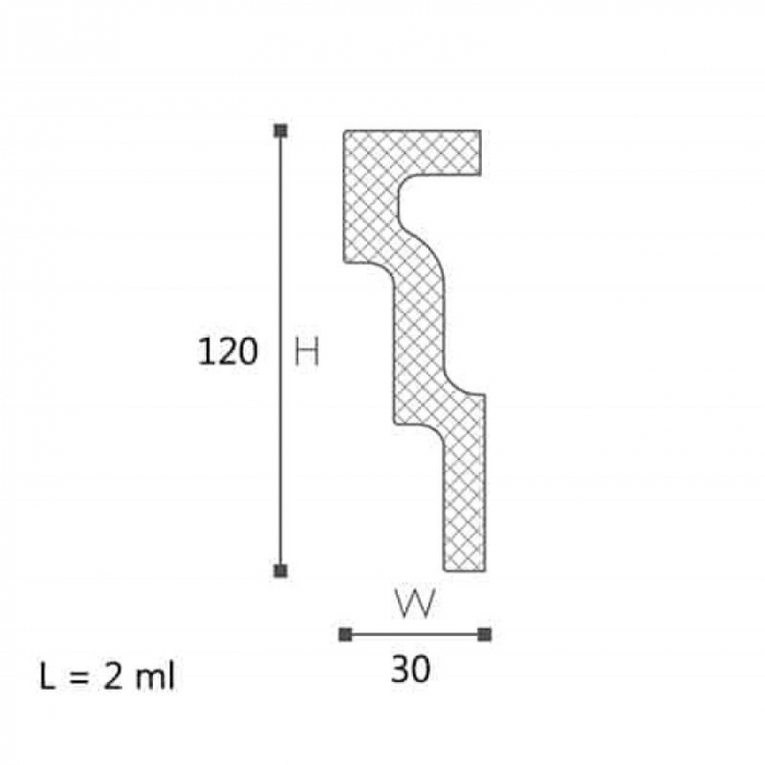 Bagheta decorativa M1 120x30x2000 [2]