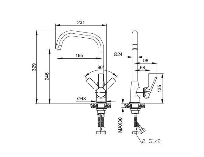 Baterie mixer inalt lavoar - TATI [2]