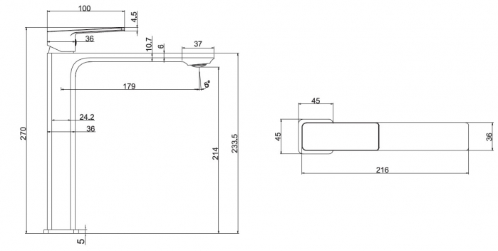 Baterie mixer inalt pentru lavoar - DELOS CROMO [2]