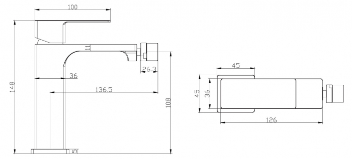 Baterie mixer pentru bideu- DELOS CROMO [2]