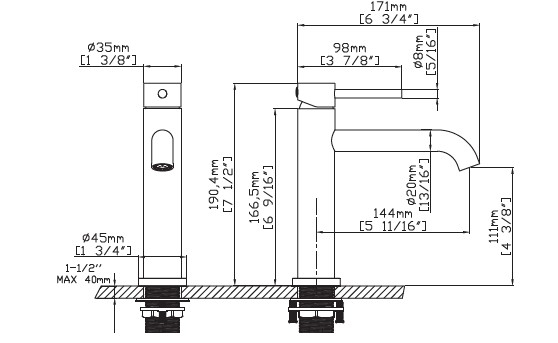 Baterie mixer pentru bideu - ARTEMIS ORRO SPAZZOLATO [2]