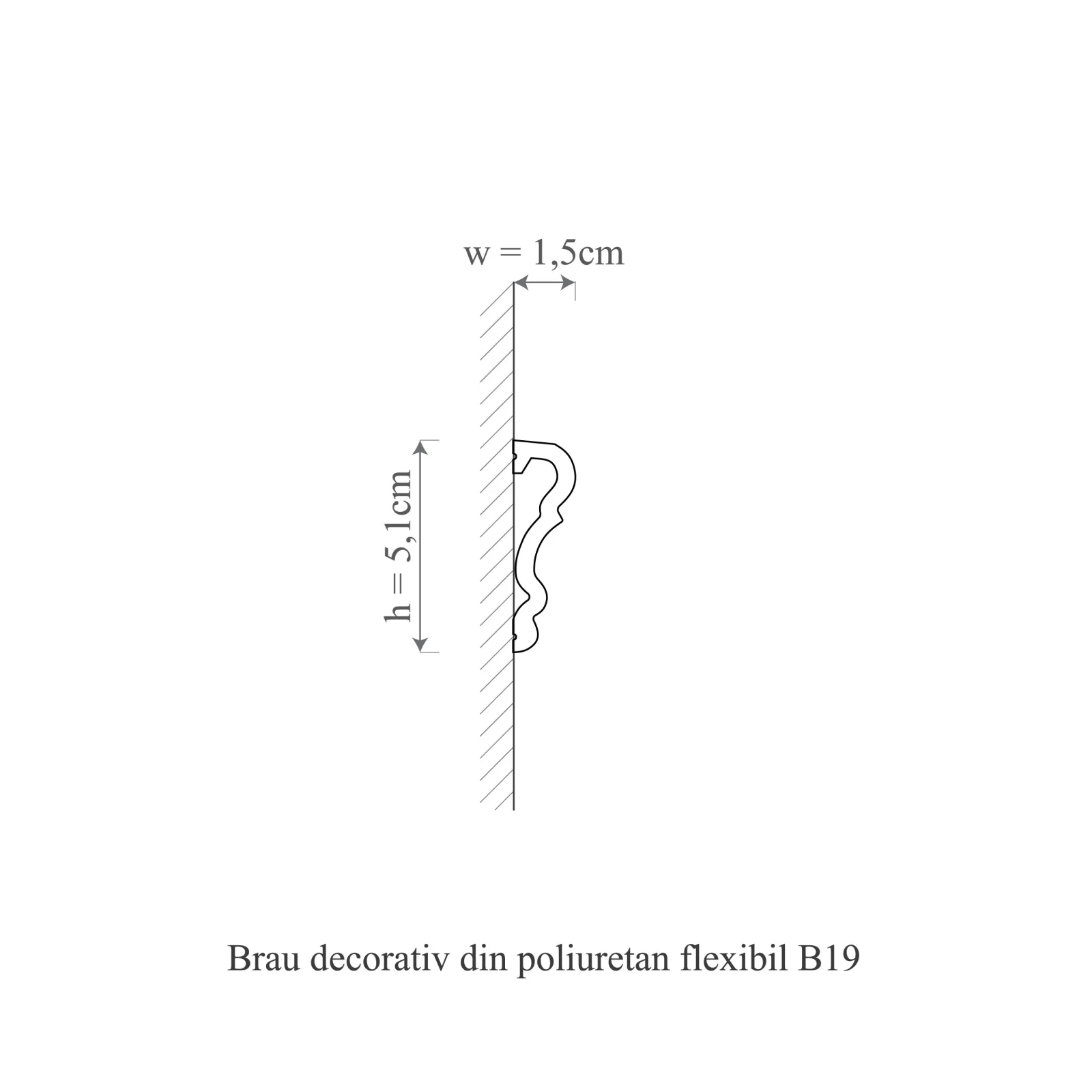 Brâu decorativ din poliuretan flexibil B19F – 5.1x1.5x200 cm [3]