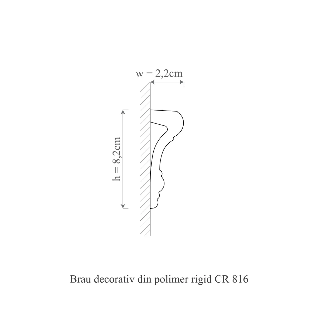 Brâu decorativ din poliuretan flexibil CR816F – 8.2x2.2x200 cm [5]