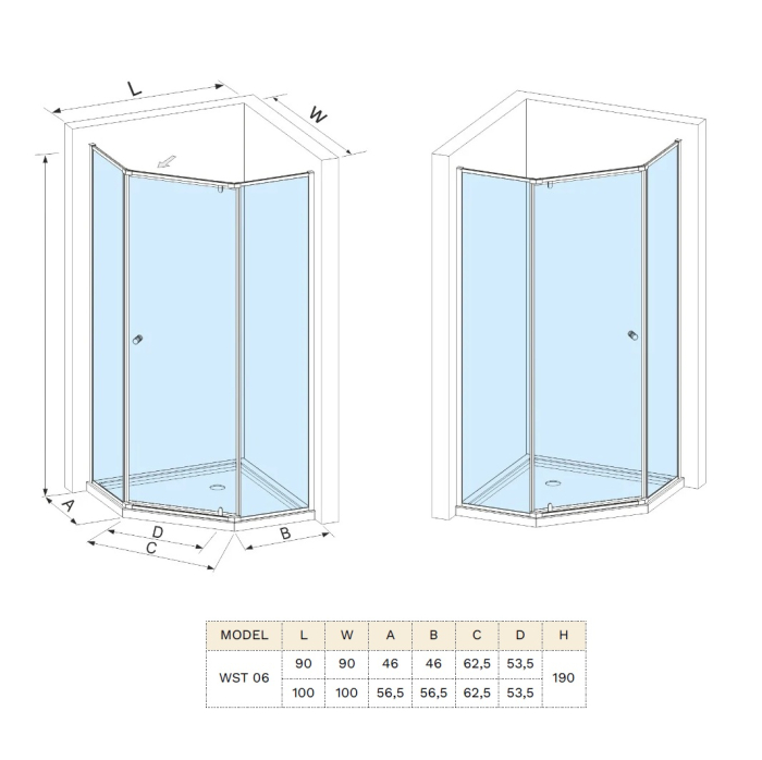 Cabina dus WST 06 - STICLA TRANSPARENTA, PROFIL CROMAT [8]