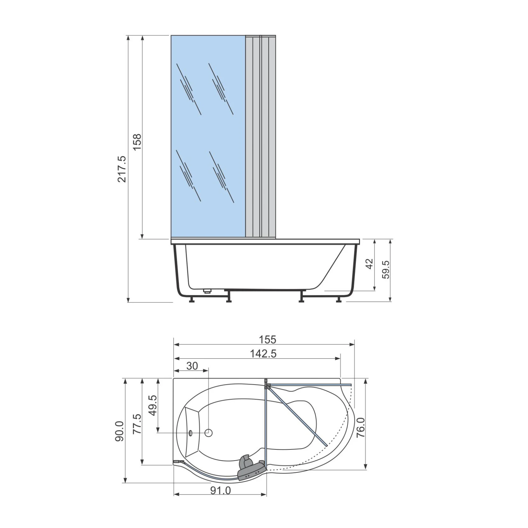 Cada ARIANA cu paravan - 155x90x218 cm [4]