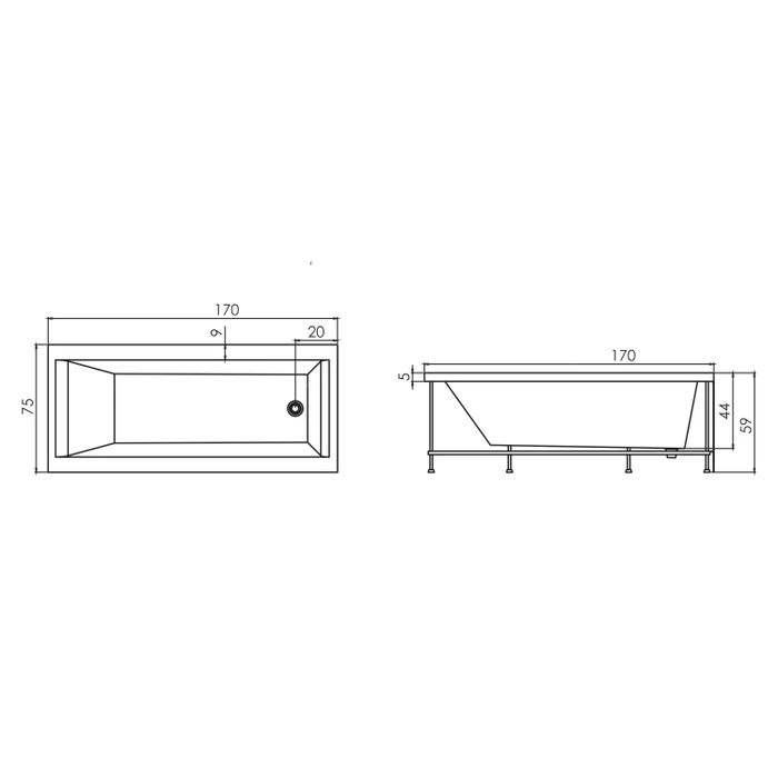Cada de baie Adelaide - 160 x 75 x 56 cm [2]