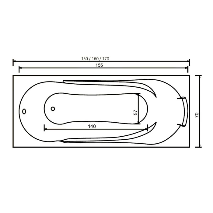 Cada de baie AFRODITA - 160 x 70 x 57 cm [2]