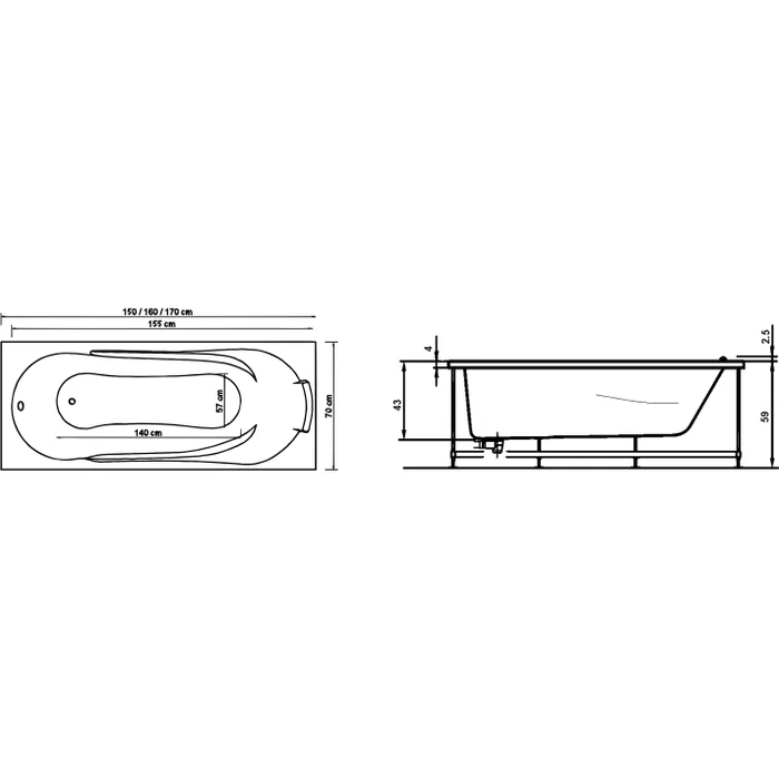 Cada de baie AFRODITA Hidromasaj 1 - 170 x 70 x 57 cm [2]