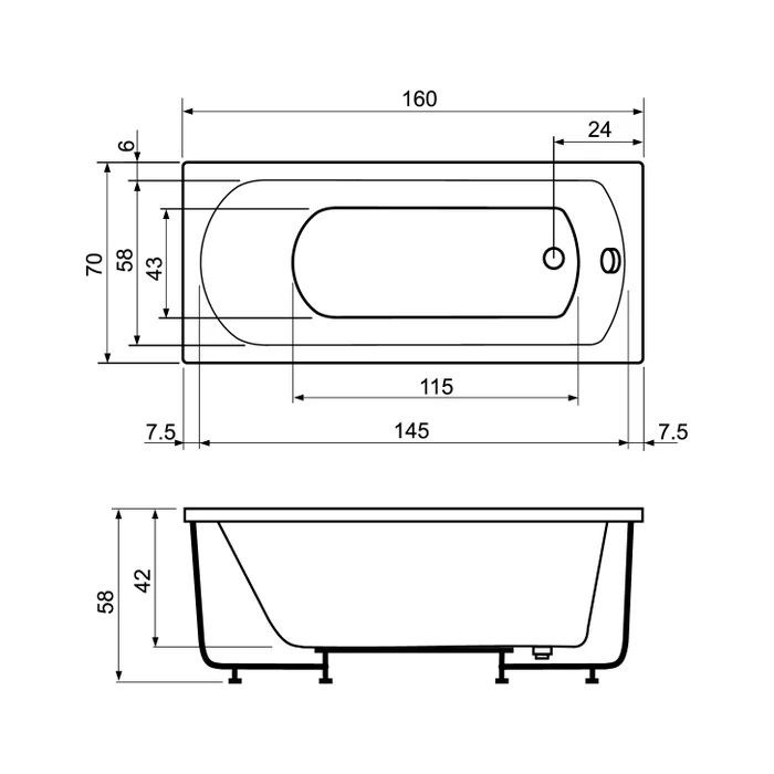 Cada de baie Amalia - 175 x 75 x 58 cm [2]