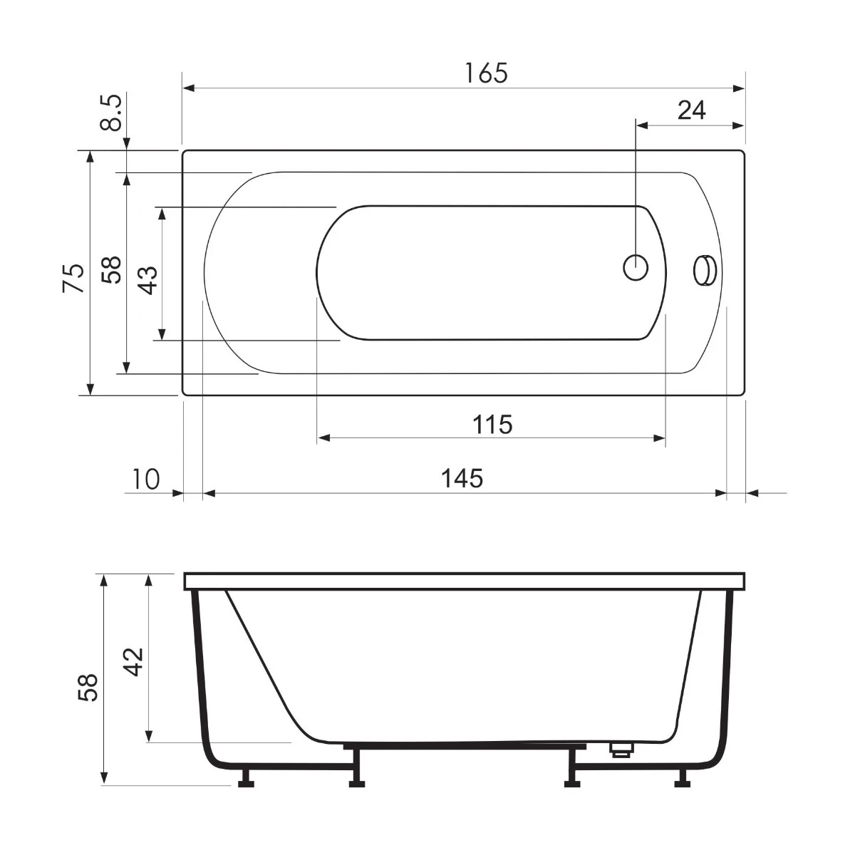 Cada de baie Amalia Hidromasaj 1 - 155 x 75 x 58 cm [2]