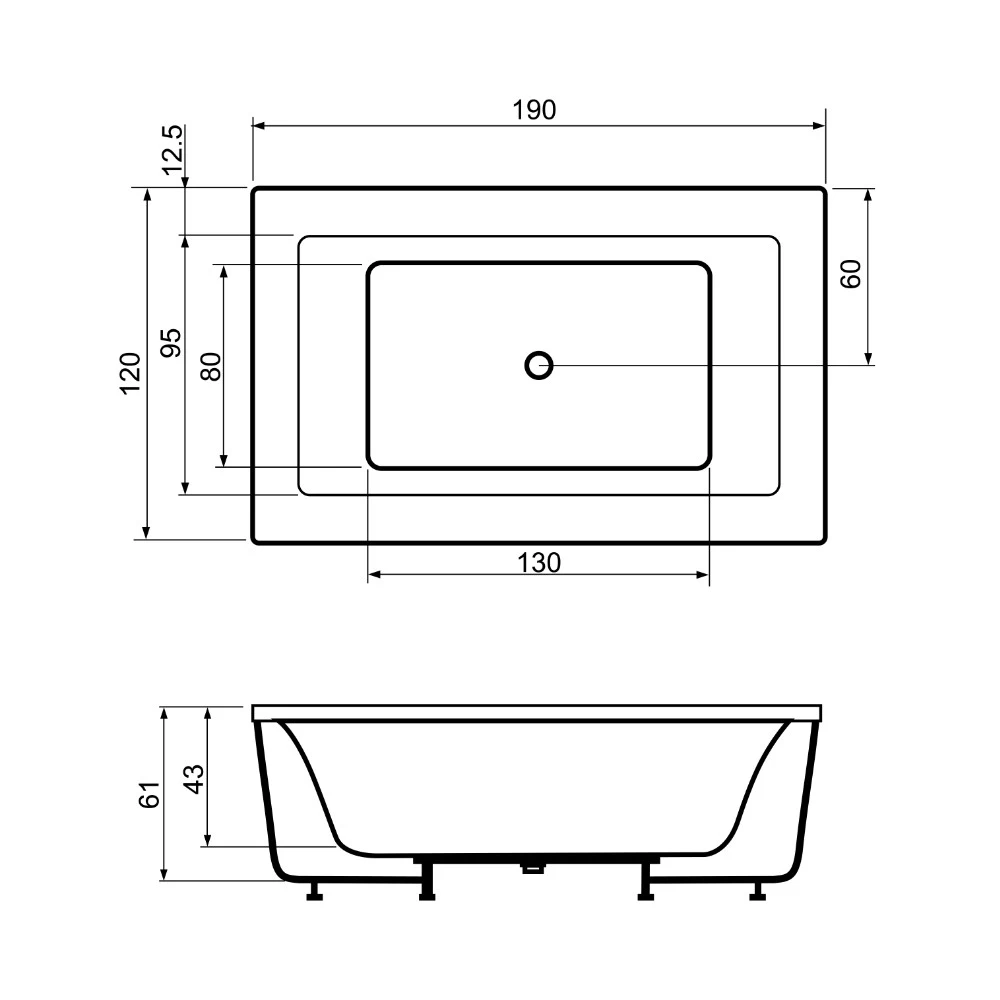 Cada de baie CASSANDRA Hidromasaj - 190 x 120 x 61 cm [2]