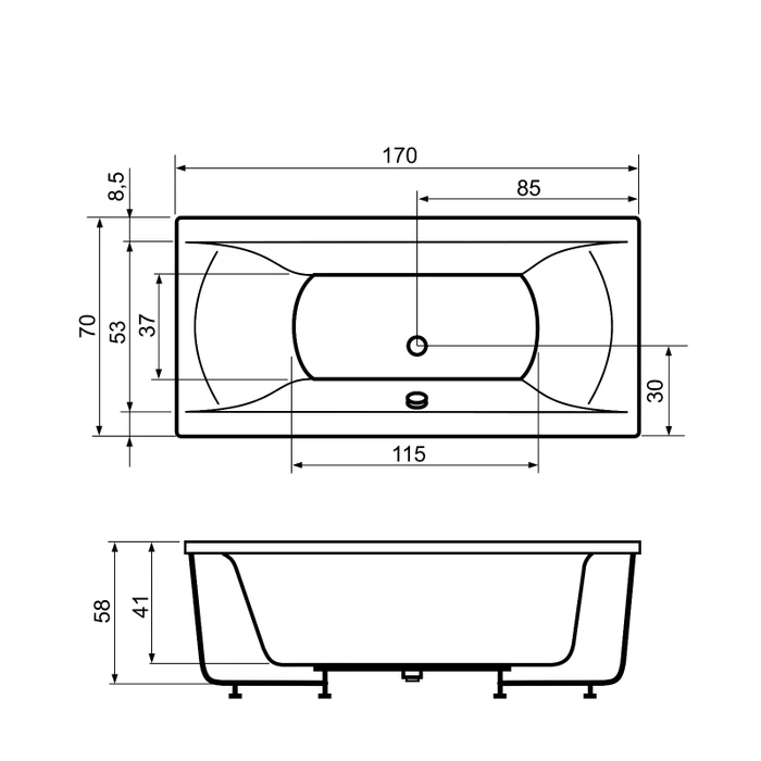 Cada de baie ELEGANCIA Hidromasaj 1  - 180 x 80 x 63 cm [2]