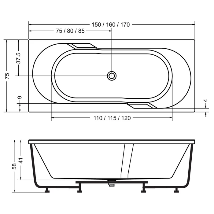 Cada de baie Olivia - 170 X 75 X 58 cm [2]