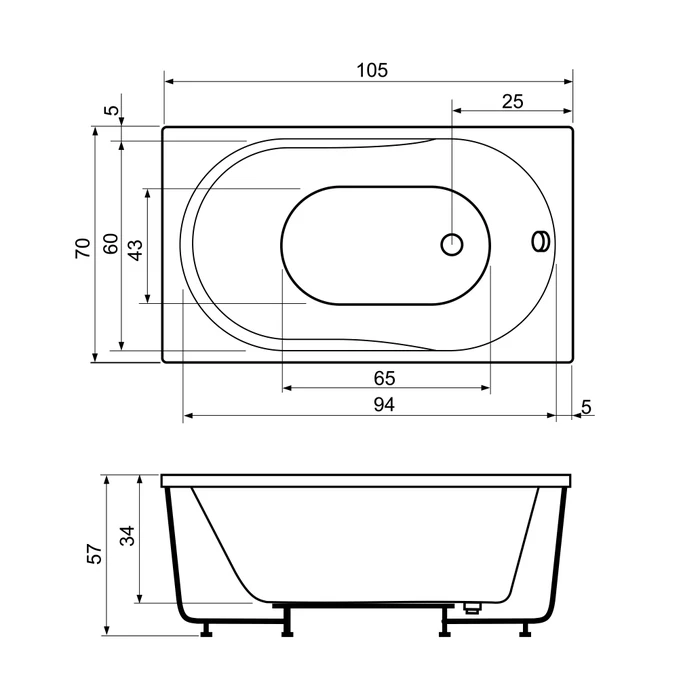 Cada de baie ROSE - 105 x 70 x 57 cm [3]