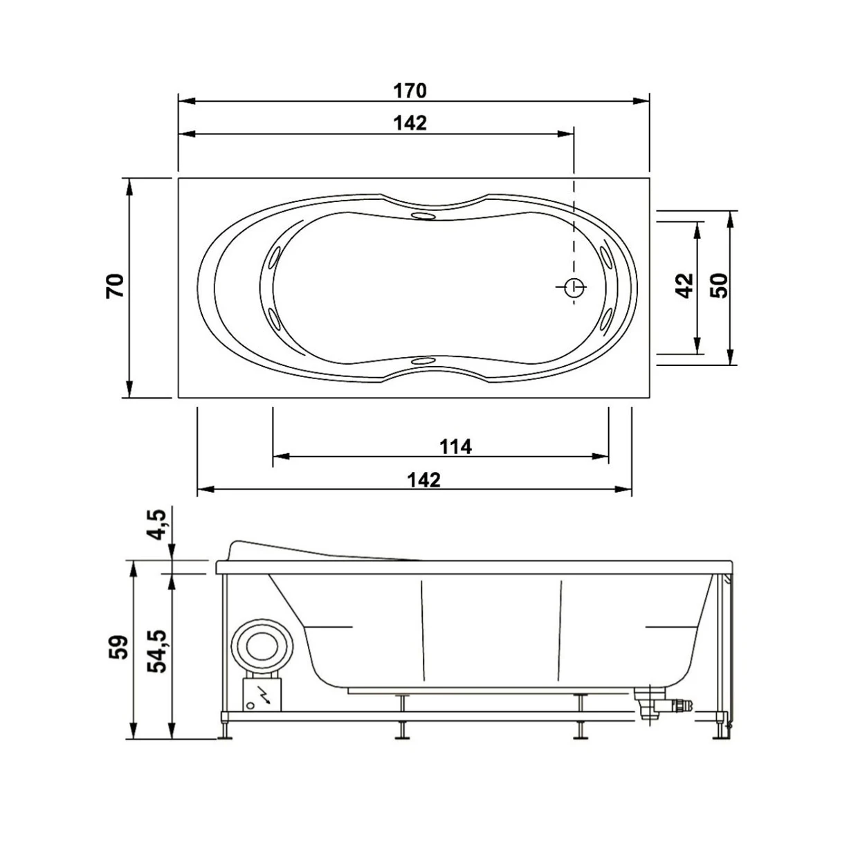 Cada de baie SONIA - 170 x 70 x 51 cm [3]