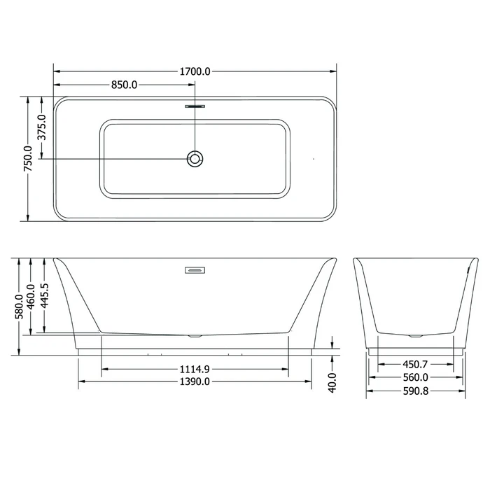 Cada de baie YVONNE - 170 x 75 x 58 cm [6]