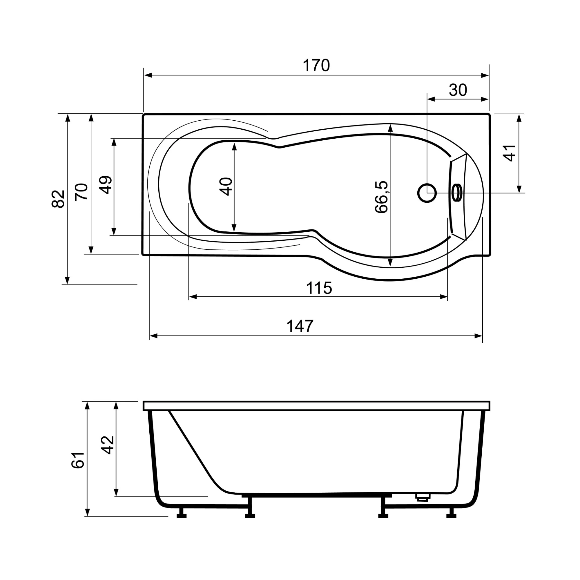 Cada RUGIADA cu Hidromasaj - 170 x 70 x 61 cm [3]