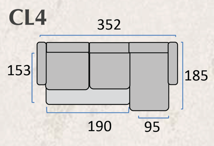 Canapea extensibilă ANKARA – 3 locuri + insulă, 352 x 185 cm, extensie 190 x 153 cm [6]