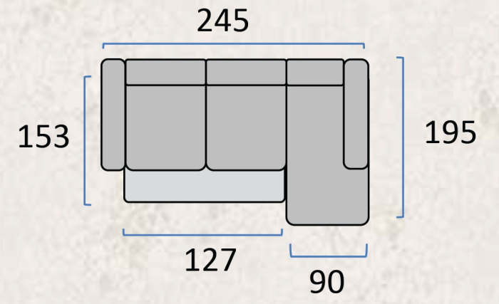 Colțar extensibil Berlin – 245 × 195 cm, extensie 127 × 153 cm [3]