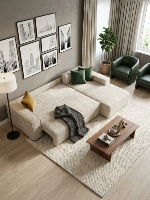 Canapea extensibila BOSTON 2 locuri + insula, 252x193 cm, extensie 127x153 cm [2]
