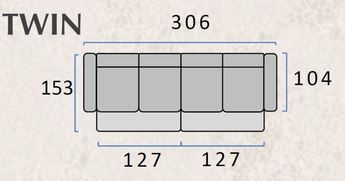 Canapea extensibilă CARO TWIN – 4 locuri, 306 x 104 cm, extensie 254 x 153 cm [4]