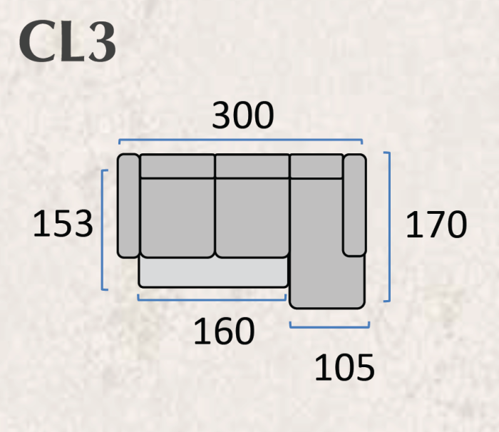 Canapea extensibilă IRINAS – 2 locuri + insulă, 300x170 cm, extensie 160x153 cm [4]