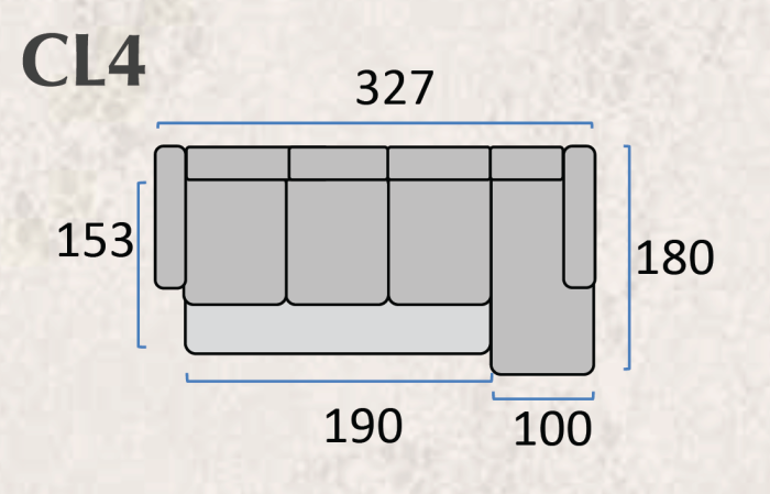 Canapea extensibilă MALAGA – 2 locuri + insulă, 264X180 cm, extensie 127x153 cm [4]