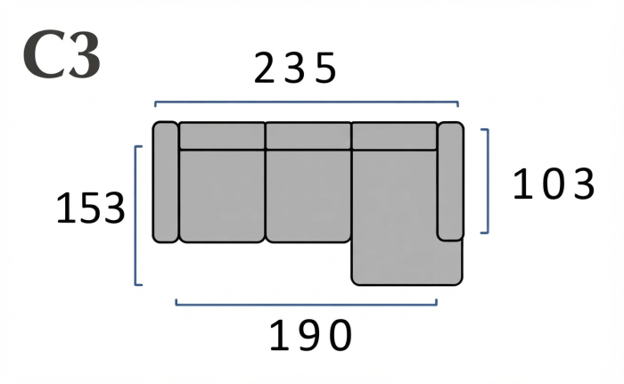 Canapea extensibilă PEPA – 3 locuri, 235x103 cm, extensie 190x153 cm [3]