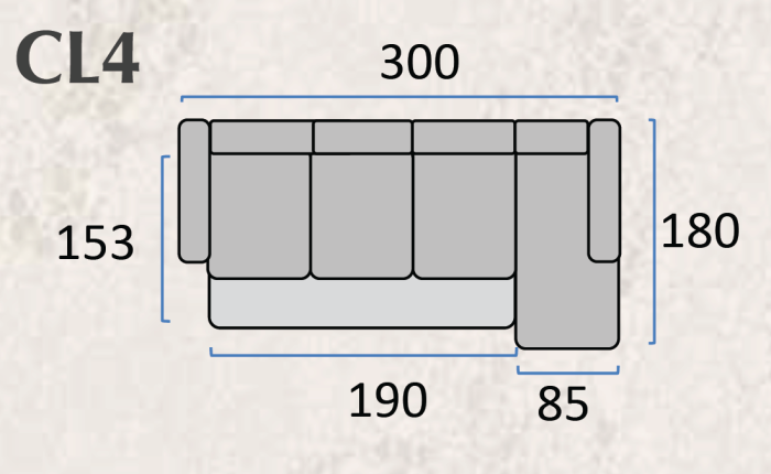 Canapea extensibilă PEPA – 3 locuri + insulă, 300x180 cm, extensie 190x153 cm [6]