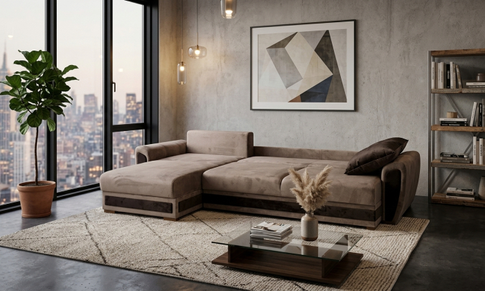 Canapea extensibilă ROMA – 2 locuri + insulă, 275 x 195 cm, extensie 127 x 153 cm [2]