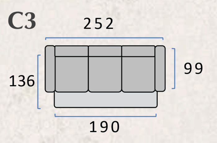 Canapea extensibilă SOFIA – 3 locuri, 252x99 cm, extensie 190x136 cm [5]
