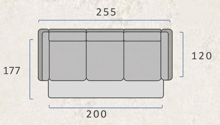 Canapea extensibilă Tiramisu 3 locuri – 255×120 cm (extensie 200x177 cm) [4]