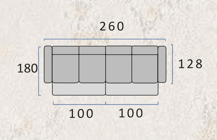 Canapea NAPOLI TWIN - 260x128 cm, extensie 200x180 cm [4]