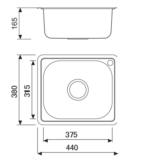 Chiuvetă bucătărie BL-603 – 440x380x165 mm, satin [2]