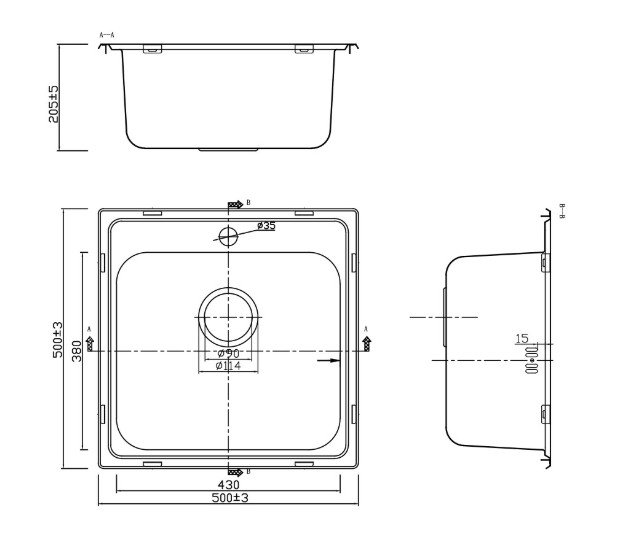 Chiuvetă bucătărie BL-625 – 500x500x205 mm [2]