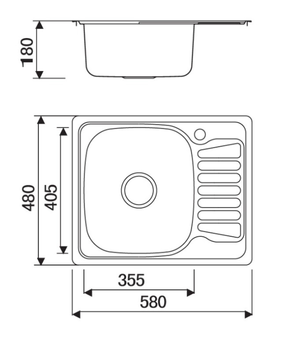 Chiuvetă bucătărie BL-896 – 580x480x180 mm, satinat [2]