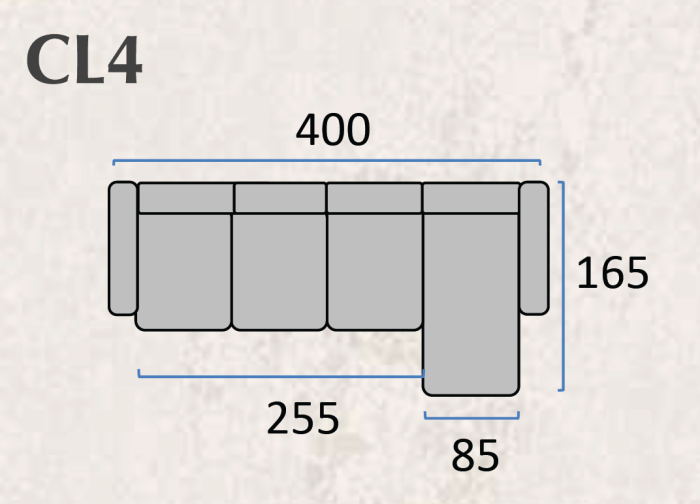 Colțar fix CLARA – 3 locuri + insulă, 400x165 cm [4]