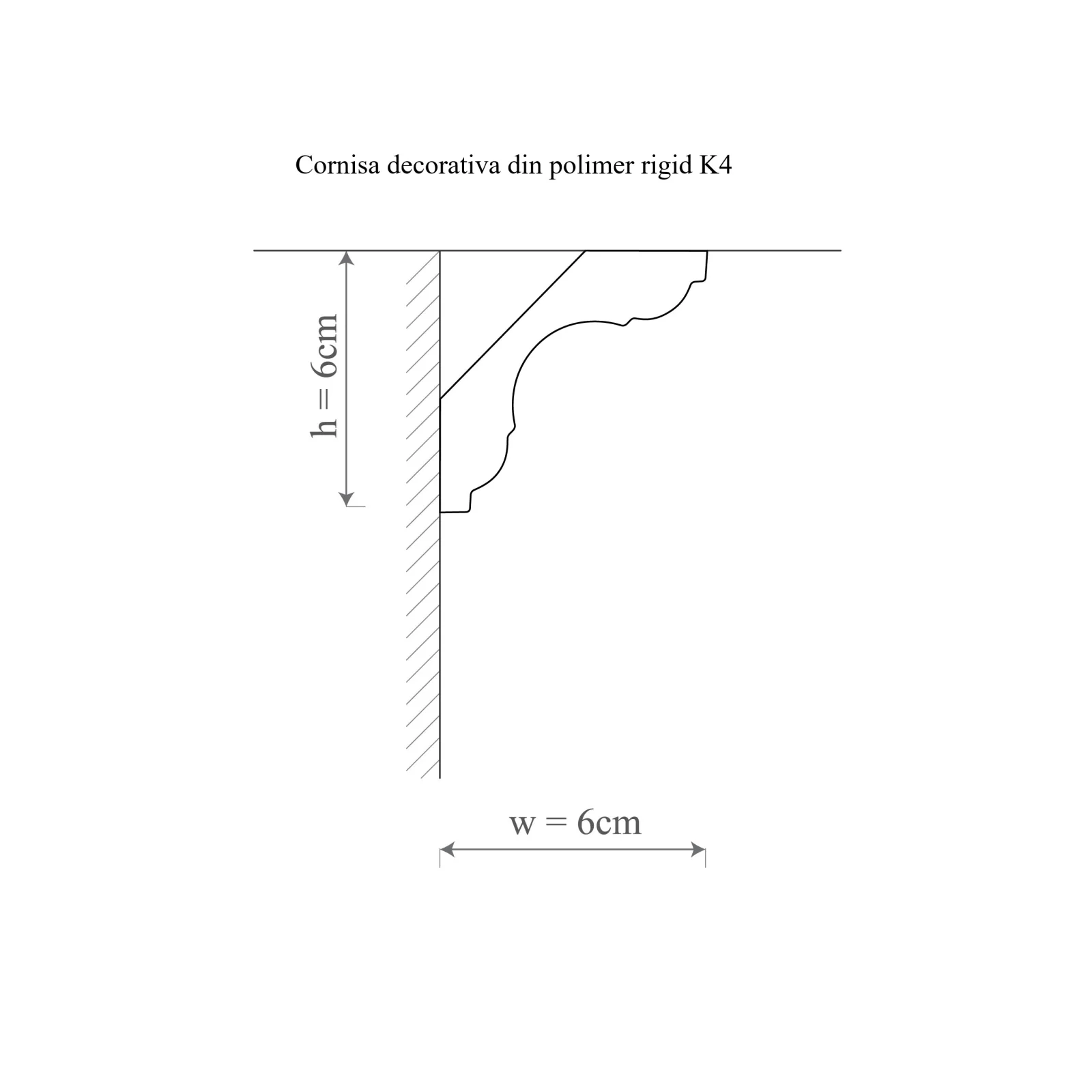 Cornisa decorativa din polimer rigid K4 - 6x6x200 cm [2]