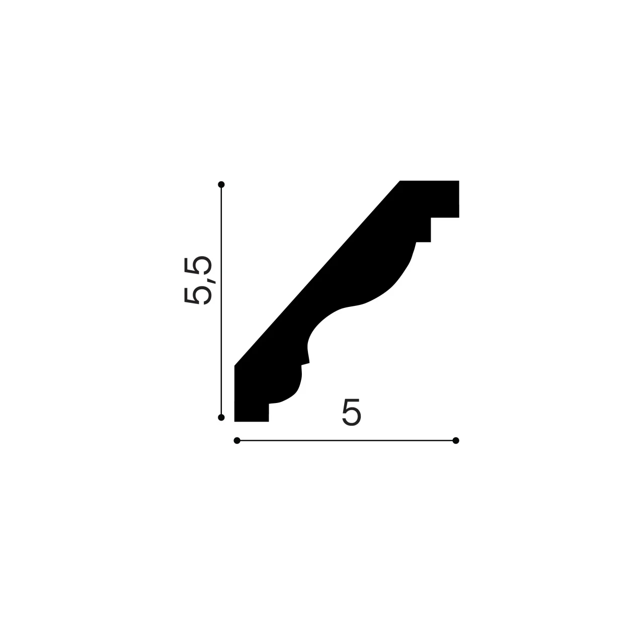 Cornisa decorativa din poliuretan flexibil P904F - 5.5x5x200 cm [2]