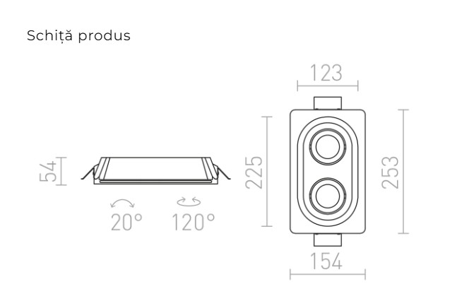 DINGO II GU10 - Corp de iluminat din gips cu deschidere ovală [2]