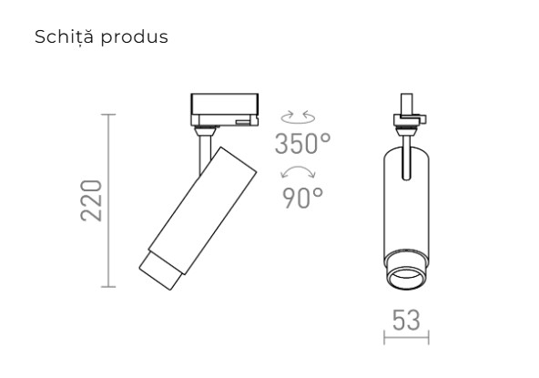 FOCUS 12 – Spot reglabil pentru șină cu 3 circuite [4]
