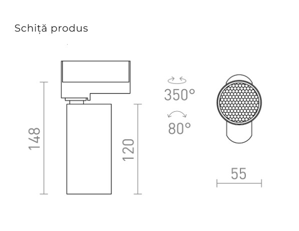 FORZA – Spot reflectorizant cilindric pentru șină cu 3 circuite [3]