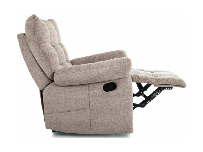 Fotoliu Atos Raven cu recliner manual, material textil bej inchis, 88x94–160 x H103 cm [2]