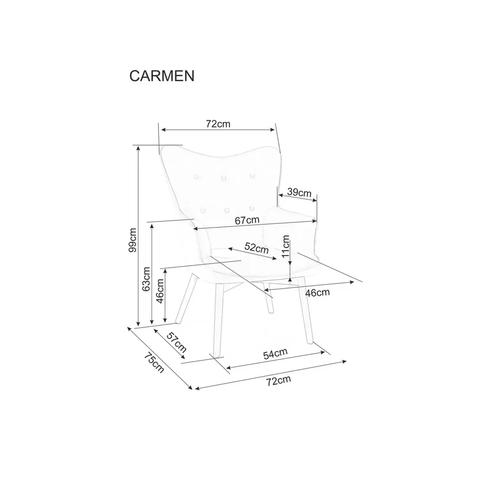 Fotoliu CARMEN RAVEN, stofa clasica gri, 72x75x99 cm [5]