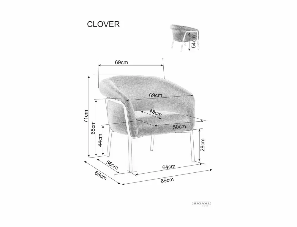 Fotoliu Clover, stofă clasică gri, 69x68x71 cm [6]